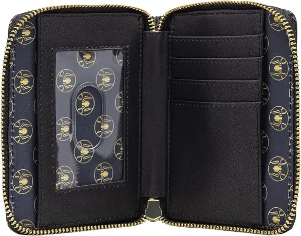 Portefeuille zippé Spiderman Costume Noir et Or Cosplay Loungefly