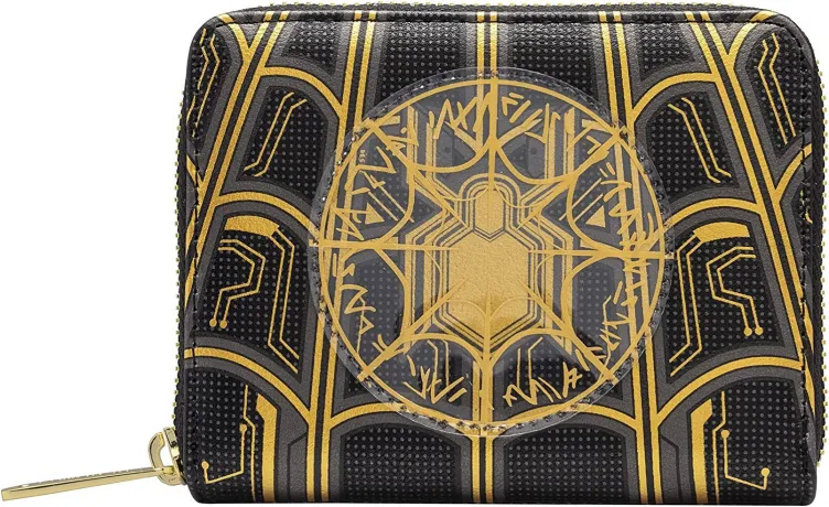 Portefeuille zippé Spiderman Costume Noir et Or Cosplay Loungefly
