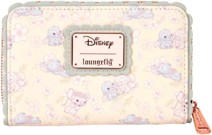 Portefeuille zippé Stitch &amp; Angel Fleur de cerisier Loungefly