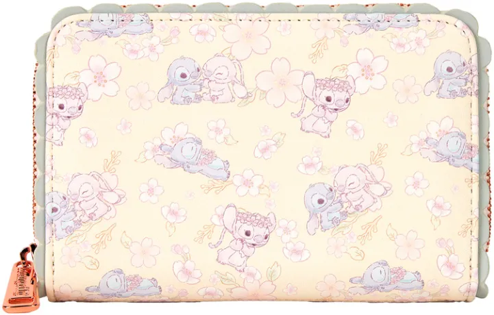 Portefeuille zippé Stitch &amp; Angel Fleur de cerisier Loungefly