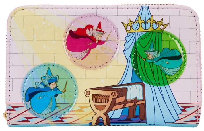 Portefeuille zippé Trois Bonnes Fées Château Vitrail Loungefly