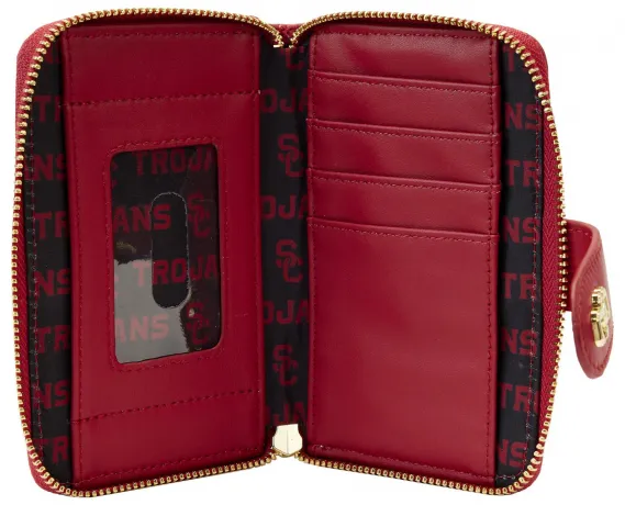 Portefeuille zippé USC Trojans Cardinal SC Interlock Logo Loungefly