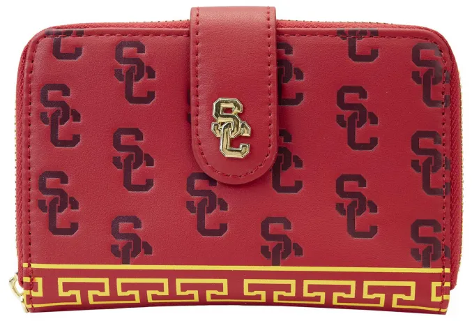 Portefeuille zippé USC Trojans Cardinal SC Interlock Logo Loungefly
