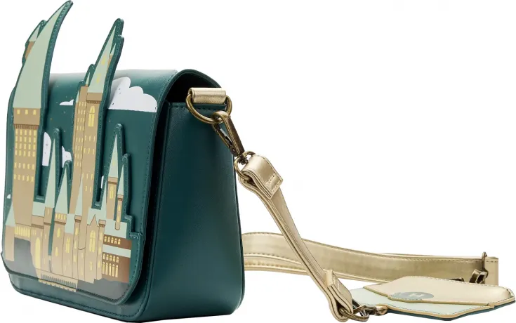 Sac à bandoulière avec poche Château Poudlard Doré Loungefly