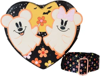 Sac à bandoulière Mickey &amp; Minnie Floral Fantôme Figural Cœur Glow Loungefly