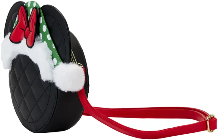 Sac à bandoulière Minnie Mouse Bonnet de Père Noël à pois matelassé Loungefly