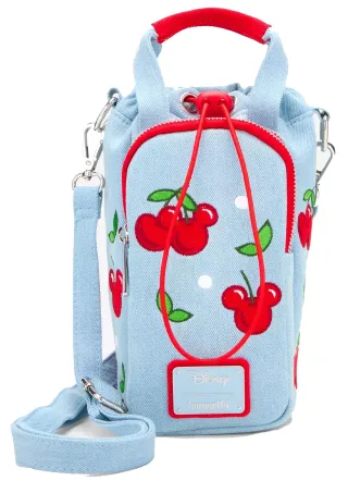 Sac à bandoulière pour Gourde Mickey Mouse Cerises Denim Loungefly