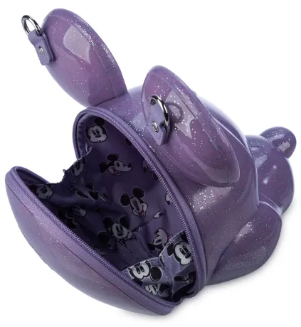 Sac à bandoulière Tête Mickey Mouse Figural Violet Pailleté Loungefly
