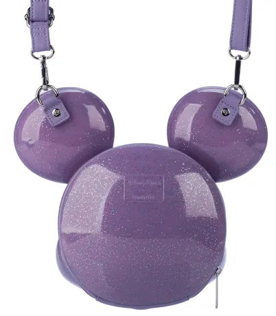 Sac à bandoulière Tête Mickey Mouse Figural Violet Pailleté Loungefly