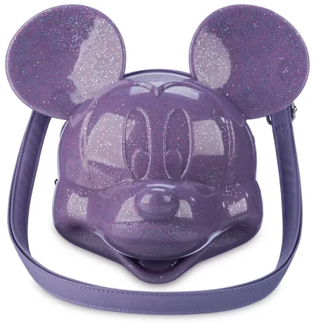 Sac à bandoulière Tête Mickey Mouse Figural Violet Pailleté Loungefly