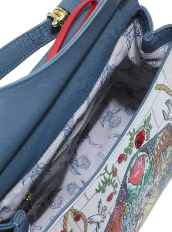 Sac à main La Belle et la Bête Vitrail Rose Loungefly
