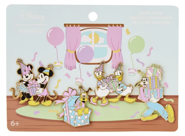 Ensemble de 4 Pins Mickey Mouse et ses amis Fête d&#039;Anniversaire Loungefly