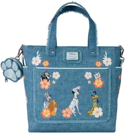 Tote Bag Chiens &amp; Chats Floral Denim Loungefly
