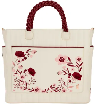 Tote Bag Convertible Crème et fleurs rouges Loungefly