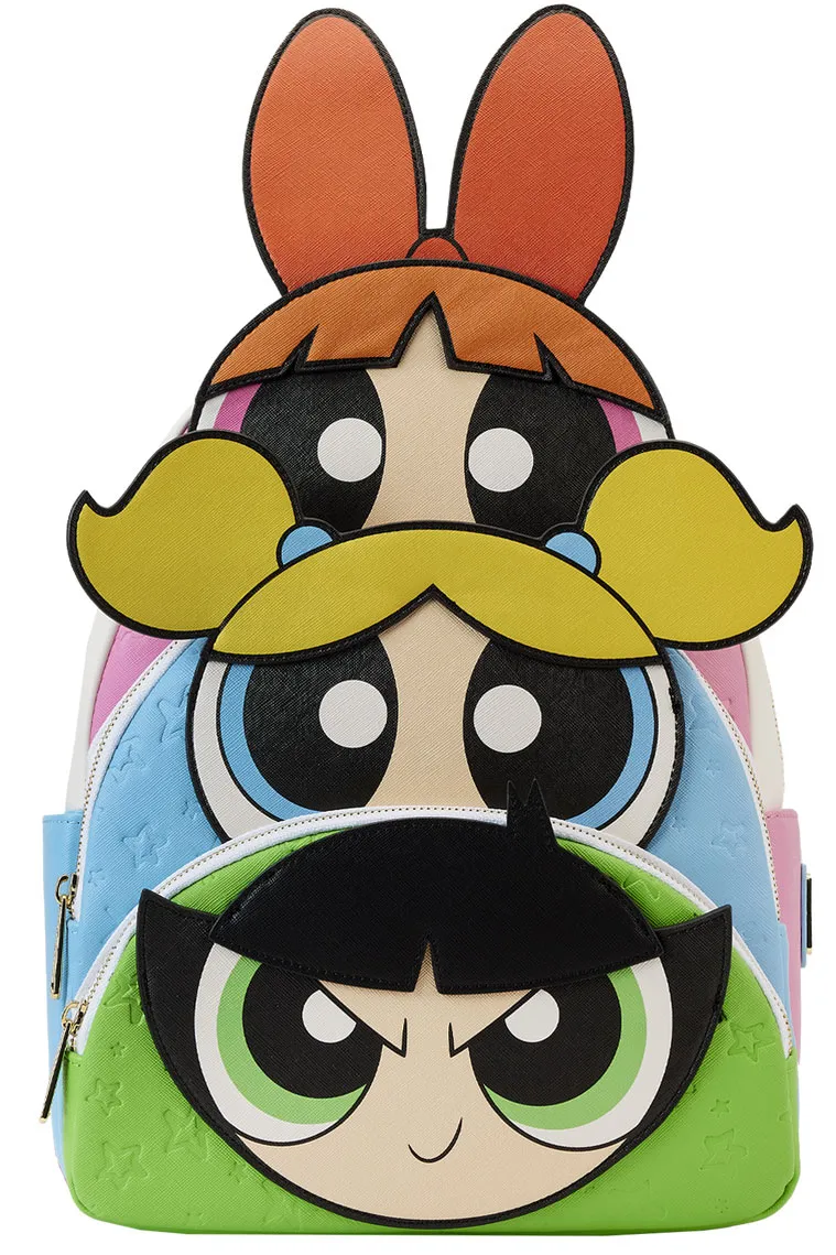 Powerpuff Girls Blossom, Bubbles and Buttercup Triple Pocket Cosplay Mini Backpack Loungefly