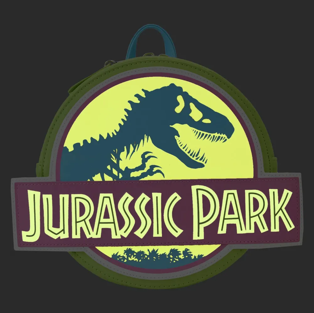 Jurassic Park Logo Neon 30th Anniversary Glow Mini Backpack Loungefly
