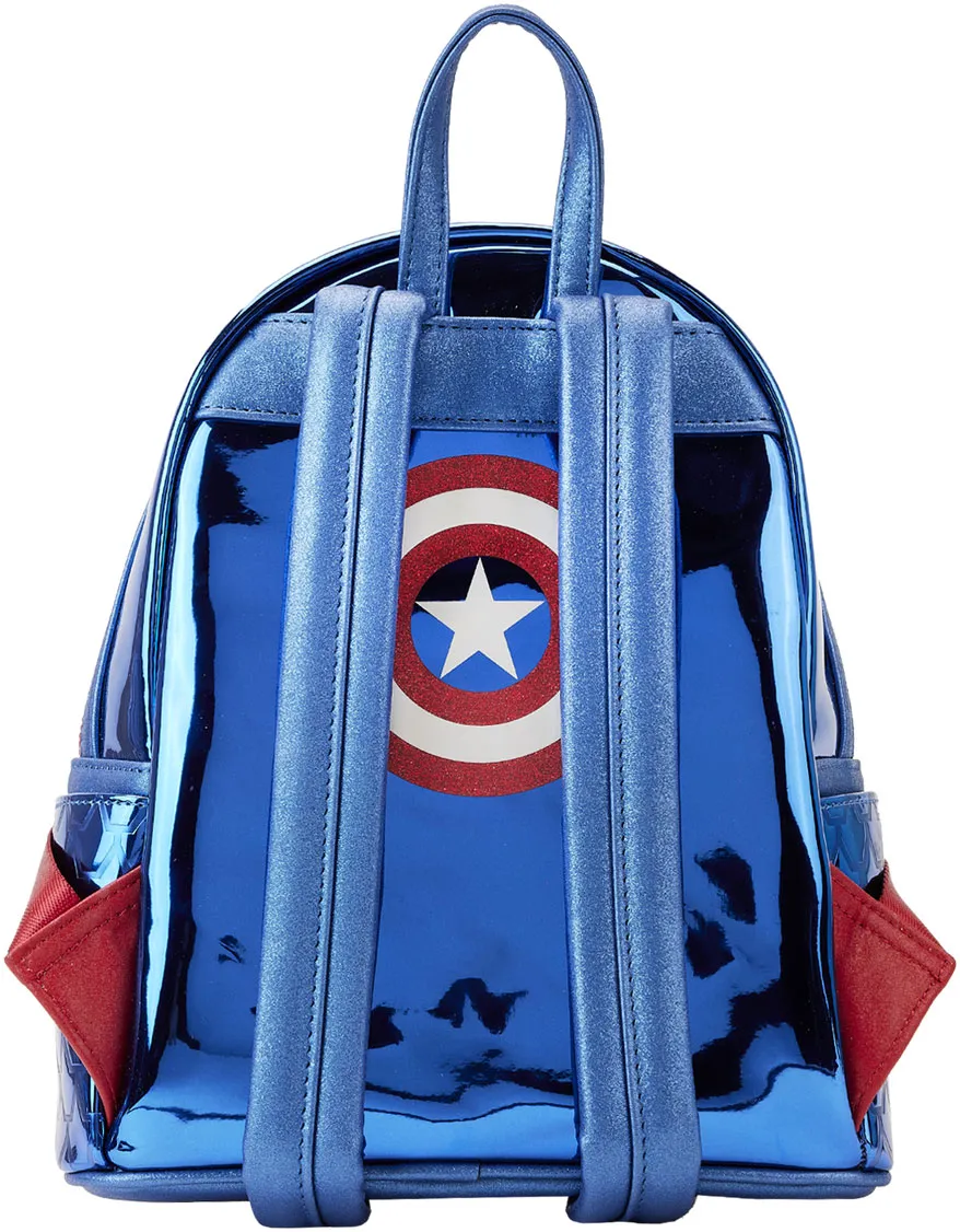 Captain America Cosplay Metallic Mini Backpack Loungefly