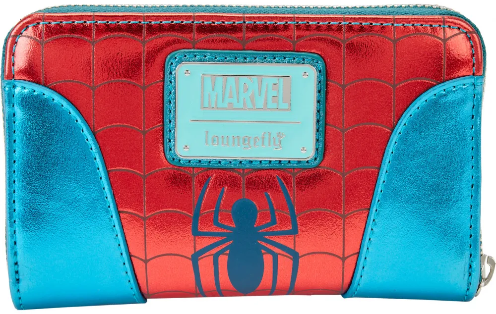 Spider-Man Cosplay Metallic Zip Around Wallet Loungefly