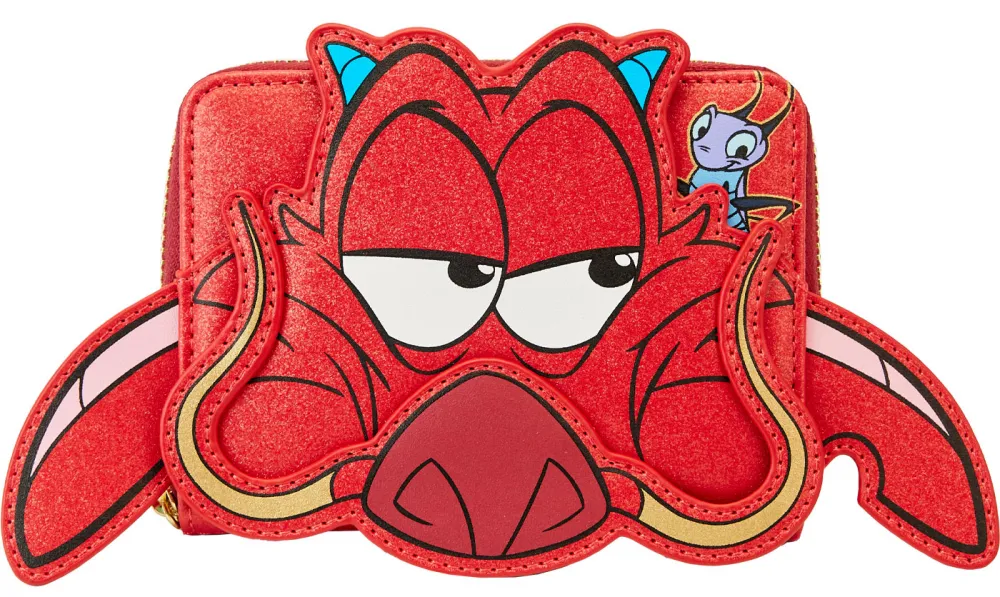 Mulan 25th Anniversary Mushu Glitter Cosplay Zip Around Wallet Loungefly